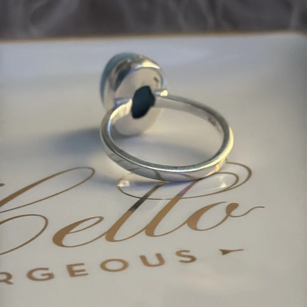 Bold Larimar Silver Statement Ring - Picture 3 of 6